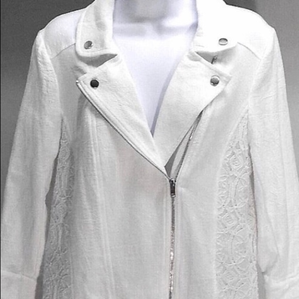 New JohnPaulRichard White Light Zip Up Jacket M - Picture 2 of 8